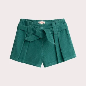 Short bleu vert en velour cotelé pour fille