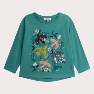 T-shirt animation irondelle sequins magiques pour fille