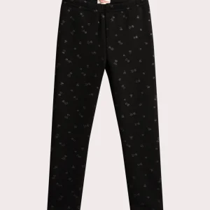 Legging noir imprimé fleuri pailleté pour fille