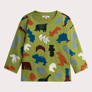 T-shirt vert pomme imprimé dinosaure pour garçon