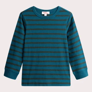 T-shirt turquoise foncé avec rayures vertes pour garçon