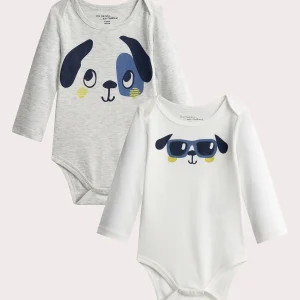 Lot de 2 body manches longues à animation chien pour bébé garçon