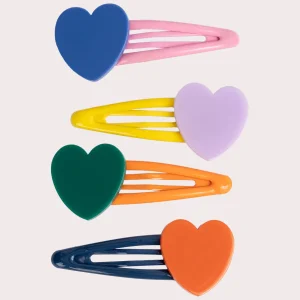 Lot de 4 barrettes cœurs multicolores pour fille