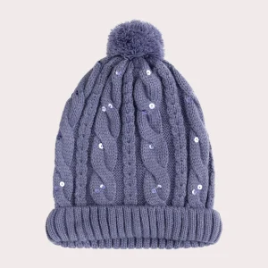 Bonnet violet à sequins pour fille