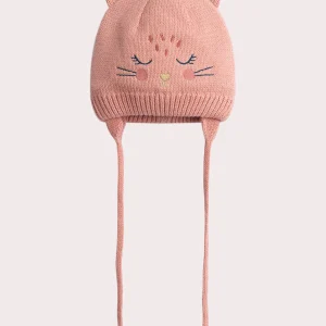 Bonnet rose animation chat pour bébé fille