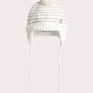 Bonnet à rayures dorées pour bébé fille