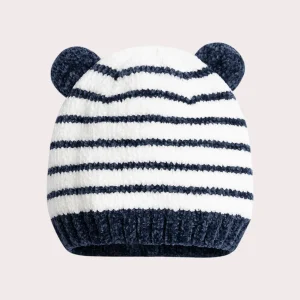 Bonnet à rayures marine pour bébé garçon