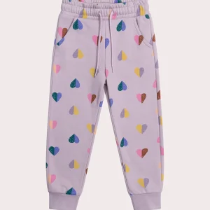Bas de jogging violet imprimé cœurs