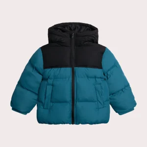 Manteau imperméable noir et bleu