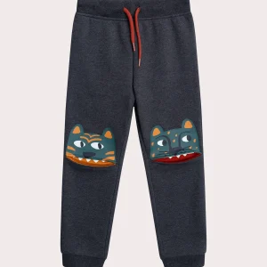 Bas de jogging gris anthracite animation aux genoux