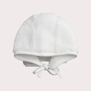 Bonnet blanc de naissance en sherpa