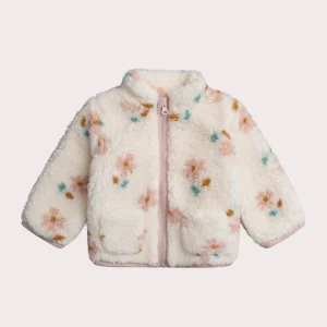 Veste en fausse fourrure  à fleurs pour bébé fille