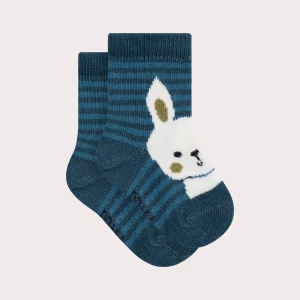 Chaussettes rayées motif lapin pour bébé garçon