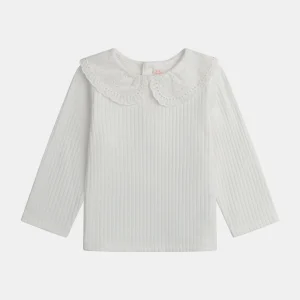 Brassière écru à col claudine pour bébé fille