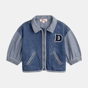 Bomber en denim avec patch "D" pour bébé garçon