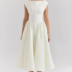 Cassiane Robe Mi-Longue - Ivoire