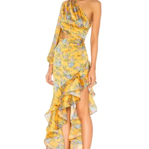 Fioretta Robe Longue - Jaune Floral