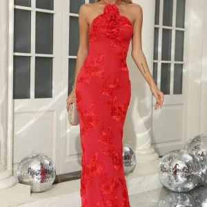 Jasmine Robe Longue - Rouge Rubis