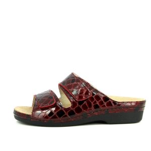 603 CROCO ROUGE : Mules semelles amovibles