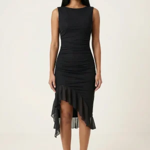 Lysiane Robe Mi-Longue - Noir Velours