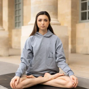 Sweat à capuche Lotus – Bleu grisé