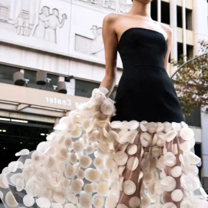 Séléna Robe Longue - Noir & Ivoire