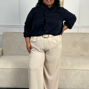 Chemise fluide bleue grande taille : Johana