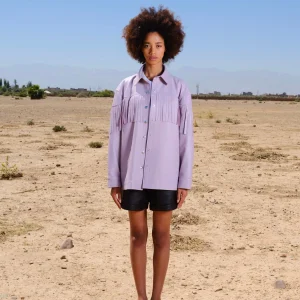 Chemise à franges oversize en cuir India