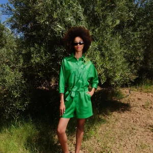 Combishort en cuir Vicky