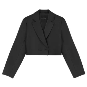 Crop blazer en cuir
