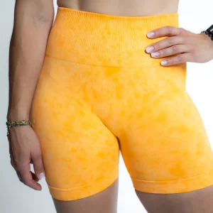 Short de sport Femme Scrunch Orange