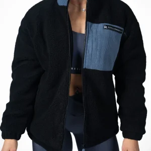 Veste sherpa, manteau unisexe black