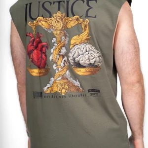 Sleveless tee Olive “Justice”