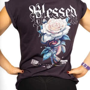 Rolled tee femme purple “Blessed”