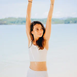 Legging cycliste taille haute – Blanc cassé