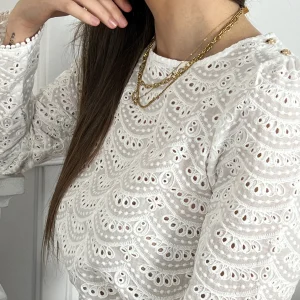 Blouse écrue ajourée : Eudora