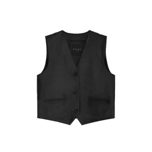 Gilet en cuir boutonné