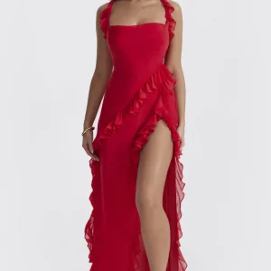 Amira Robe Longue – Rouge Cerise