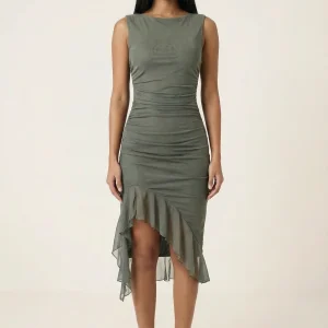 Lysiane Robe Mi-Longue - Vert Menthe