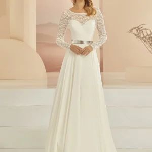 Kalliope-Jupe de mariée en mousseline ivoire avec doublure