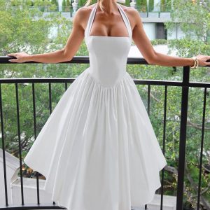 Cressida Robe Mi-Longue - Ivoire