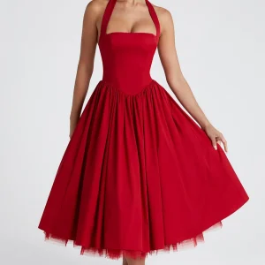 Cressida Robe Mi-Longue - Rouge