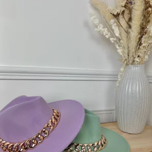 Chapeau Winston noir, vert, lilas, beige