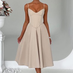 Mariella Midi Dress - Beige