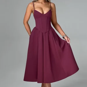 Mariella Midi Dress - Cherry Lacquer