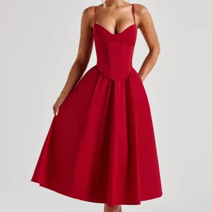 Mariella Midi Dress - Red