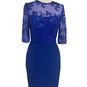 Robe Fourreau en Dentelle à Manches 3/4