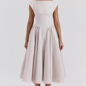 Cassiane Robe Mi-Longue - Beige Rosé