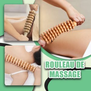 Rouleau de Massage en Bois Naturel – Thérapie Musculaire et Bien-être à Domicile