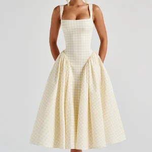 Sherrie Robe Mi-Longue - Jaune Citron